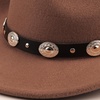 DRESHOW Women Men Classic Felt Wide Brim Western Cowboy & Cowgirl Cap Belt Buckle Retro Panama Hat Unisex Rolled up Caps(1 Pack: Coffee (Hat Circumference: 22-22.8″))