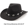 DRESHOW Women Men Classic Felt Wide Brim Western Cowboy & Cowgirl Cap Belt Buckle Retro Panama Hat Unisex Rolled up Caps(1 Pack Style 1: Black a (Hat Circumference: 22-22.8″))
