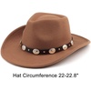DRESHOW Women Men Classic Felt Wide Brim Western Cowboy & Cowgirl Cap Belt Buckle Retro Panama Hat Unisex Rolled up Caps(1 Pack Style 1: Brown (Hat Circumference: 22-22.8″))
