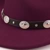 DRESHOW Women Men Classic Felt Wide Brim Western Cowboy & Cowgirl Cap Belt Buckle Retro Panama Hat Unisex Rolled up Caps(1 Pack Style 1: Burgundy (Hat Circumference: 22-22.8″))