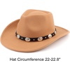 DRESHOW Women Men Classic Felt Wide Brim Western Cowboy & Cowgirl Cap Belt Buckle Retro Panama Hat Unisex Rolled up Caps(1 Pack Style 1: Khaki (Hat Circumference: 22-22.8″))