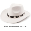 DRESHOW Women Men Classic Felt Wide Brim Western Cowboy & Cowgirl Cap Belt Buckle Retro Panama Hat Unisex Rolled up Caps(1 Pack: White Cowboy Hat (Hat Circumference: 22-22.8″))