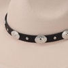DRESHOW Women Men Classic Felt Wide Brim Western Cowboy & Cowgirl Cap Belt Buckle Retro Panama Hat Unisex Rolled up Caps(Beige With Black Hatband(circumference: 22-22.8″))