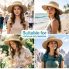 DRESHOW Women Straw Panama Hat Travel Fedora Beach Sun Hat Summer Wide Brim Straw Roll up Hats UPF 50+(1 Pack Boater Hat: Khaki With Beige Band)
