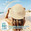 DRESHOW Women Straw Panama Hat Travel Fedora Beach Sun Hat Summer Wide Brim Straw Roll up Hats UPF 50+(1 Pack Boater Hat: Light Beige With Beige Band)