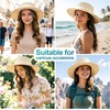 DRESHOW Women Straw Panama Hat Travel Fedora Beach Sun Hat Summer Wide Brim Straw Roll up Hats UPF 50+(1 Pack Boater Hat: Light Beige With Beige Band)