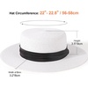 DRESHOW Women Straw Panama Hat Travel Fedora Beach Sun Hat Summer Wide Brim Straw Roll up Hats UPF 50+(1 Pack Boater Hat: White With Black Band)