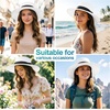 DRESHOW Women Straw Panama Hat Travel Fedora Beach Sun Hat Summer Wide Brim Straw Roll up Hats UPF 50+(1 Pack Boater Hat: White With Black Band)