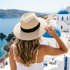 DRESHOW Women Straw Panama Hat Travel Fedora Beach Sun Hat Summer Wide Brim Straw Roll up Hats UPF 50+(Fedora Beige)