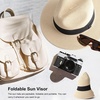 DRESHOW Women Straw Panama Hat Travel Fedora Beach Sun Hat Summer Wide Brim Straw Roll up Hats UPF 50+(Fedora Beige)
