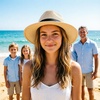 DRESHOW Women Straw Panama Hat Travel Fedora Beach Sun Hat Summer Wide Brim Straw Roll up Hats UPF 50+(Fedora Beige)