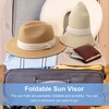 DRESHOW Women Straw Panama Hat Travel Fedora Beach Sun Hat Summer Wide Brim Straw Roll up Hats UPF 50+(Fedora Hat: Beige (Beige Ribbon))