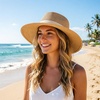 DRESHOW Women Straw Panama Hat Travel Fedora Beach Sun Hat Summer Wide Brim Straw Roll up Hats UPF 50+(Fedora Hat: Kahki (Beige Ribbon))