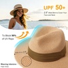 DRESHOW Women Straw Panama Hat Travel Fedora Beach Sun Hat Summer Wide Brim Straw Roll up Hats UPF 50+(Fedora Hat: Khaki (Brown Ribbon))