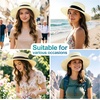 DRESHOW Women Straw Panama Hat Travel Fedora Beach Sun Hat Summer Wide Brim Straw Roll up Hats UPF 50+(Fedora Ivory M)