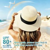 DRESHOW Women Straw Panama Hat Travel Fedora Beach Sun Hat Summer Wide Brim Straw Roll up Hats UPF 50+(Fedora Ivory M)