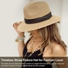 DRESHOW Women Straw Panama Hat Travel Fedora Beach Sun Hat Summer Wide Brim Straw Roll up Hats UPF 50+(Fedora Khaki)