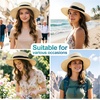 DRESHOW Women Straw Panama Hat Travel Fedora Beach Sun Hat Summer Wide Brim Straw Roll up Hats UPF 50+(Fedora L Beige a)