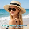 DRESHOW Women Straw Panama Hat Travel Fedora Beach Sun Hat Summer Wide Brim Straw Roll up Hats UPF 50+(Fedora L Beige a)