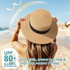 DRESHOW Women Straw Panama Hat Travel Fedora Beach Sun Hat Summer Wide Brim Straw Roll up Hats UPF 50+(Fedora L Khaki)