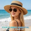 DRESHOW Women Straw Panama Hat Travel Fedora Beach Sun Hat Summer Wide Brim Straw Roll up Hats UPF 50+(Fedora L Khaki)