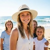 DRESHOW Women Straw Panama Hat Travel Fedora Beach Sun Hat Summer Wide Brim Straw Roll up Hats UPF 50+(Fedora a Ivory)