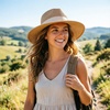 DRESHOW Women Straw Panama Hat Travel Fedora Beach Sun Hat Summer Wide Brim Straw Roll up Hats UPF 50+(Fedora a Khaki (Beige Hatband))