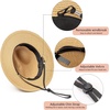 DRESHOW Women Straw Panama Hat Travel Fedora Beach Sun Hat Summer Wide Brim Straw Roll up Hats UPF 50+(Khaki Hat With Cream Band)