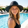 DRESHOW Women Straw Panama Hat Travel Fedora Beach Sun Hat Summer Wide Brim Straw Roll up Hats UPF 50+(Wide Brim Hat: Black)