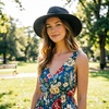 DRESHOW Women Straw Panama Hat Travel Fedora Beach Sun Hat Summer Wide Brim Straw Roll up Hats UPF 50+(Wide Brim Hat: Black)