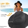 DRESHOW Women Straw Panama Hat Travel Fedora Beach Sun Hat Summer Wide Brim Straw Roll up Hats UPF 50+(Wide Brim Hat: Black)