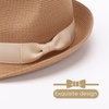 DRESHOW Women Straw Sun Hat Short Brim Panama Travel Fedora Summer Hat Roll Up Beach Cap for Women UPF 50+(1 Pack Rolled Hat: Khaki (Beige Band))