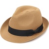DRESHOW Women Straw Sun Hat Short Brim Panama Travel Fedora Summer Hat Roll Up Beach Cap for Women UPF 50+(1 Pack Rolled Hat: Khaki (Black Band))