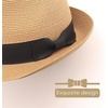DRESHOW Women Straw Sun Hat Short Brim Panama Travel Fedora Summer Hat Roll Up Beach Cap for Women UPF 50+(1 Pack Rolled Hat: Khaki (Black Band))