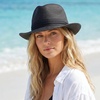 DRESHOW Women Straw Sun Hat Short Brim Panama Travel Fedora Summer Hat Roll Up Beach Cap for Women UPF 50+(1 Pc Straw Hat: Black (Black Ribbon))