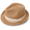 DRESHOW Women Straw Sun Hat Short Brim Panama Travel Fedora Summer Hat Roll Up Beach Cap for Women UPF 50+(1 Pc Straw Hat: Khaki (Beige Ribbon))