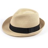 DRESHOW Women Straw Sun Hat Short Brim Panama Travel Fedora Summer Hat Roll Up Beach Cap for Women UPF 50+(Ab Beige G)