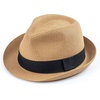 DRESHOW Women Straw Sun Hat Short Brim Panama Travel Fedora Summer Hat Roll Up Beach Cap for Women UPF 50+(Ab Khaki G)