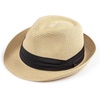 DRESHOW Women Straw Sun Hat Short Brim Panama Travel Fedora Summer Hat Roll Up Beach Cap for Women UPF 50+(Beige Fa)