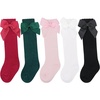 BQUBO Baby Knee High Sock Newborn Toddler Kids Girl Dress Socks Baby Knit Stocking Cotton Infant Bow Socks for 0-7 Years(5 Pairs: White/Light Pink/Red/Green/Black)