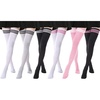 DRESHOW 6 Pairs High Thigh Socks Striped Over Knee Thin Tights Long Stocking for Women Leg Warmer(6 Pairs Extra Long: White-black  Grey-black  Black-white  White-pink  Pink-white  Black-pink)