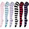 DRESHOW 6 Pairs High Thigh Socks Striped Over Knee Thin Tights Long Stocking for Women Leg Warmer(6 Pairs High Thigh: Pink  Blue  Purple  White  Red  Purple)