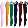 DRESHOW 6 Pairs High Thigh Socks Striped Over Knee Thin Tights Long Stocking for Women Leg Warmer(6 Pairs High Thigh: Pink  Ginger  Green  Navy  Burgundy  Black)