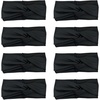 DRESHOW 8 Pack Headbands for Women Yoga Knotted Headbands Elastic Criss Cross Hair Accessories Sports Head Wrap Non Slip(8 Pack Plain Black)