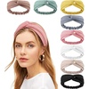 DRESHOW 8 Pack Headbands for Women Yoga Knotted Headbands Elastic Criss Cross Hair Accessories Sports Head Wrap Non Slip(8 Pack: Pleated Style Wheat Fringe Pattern)