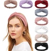 DRESHOW 8 Pack Headbands for Women Yoga Knotted Headbands Elastic Criss Cross Hair Accessories Sports Head Wrap Non Slip(8 Pack: Wheat Patterned a)