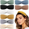 DRESHOW 8 Pack Headbands for Women Yoga Knotted Headbands Elastic Criss Cross Hair Accessories Sports Head Wrap Non Slip(Ribbed: Neutral & Essential Tones)