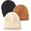 DRESHOW BQUBO 3 Pack Baby Beanies Toddler Kids Winter Hats Soft Knit Hat for Baby Boys Girls Warm Cap Beanies(3 Pack Knit Cap: Beige  Caramel  Black)