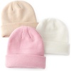 DRESHOW BQUBO 3 Pack Baby Beanies Toddler Kids Winter Hats Soft Knit Hat for Baby Boys Girls Warm Cap Beanies(3 Pack Knit Cap: White  Beige  Light Pink)