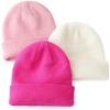 DRESHOW BQUBO 3 Pack Baby Beanies Toddler Kids Winter Hats Soft Knit Hat for Baby Boys Girls Warm Cap Beanies(3 Pack Knit Cap: White  Light Pink  Rose)